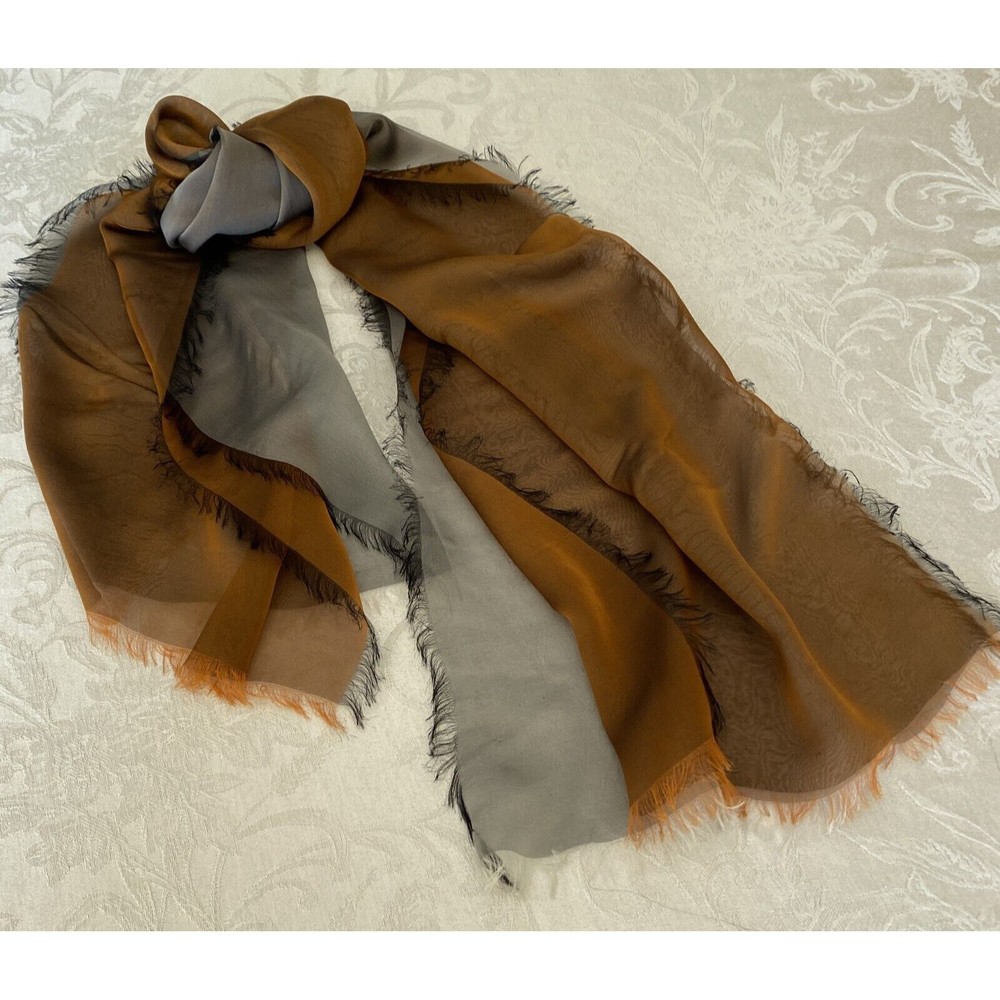 Cynthia Norton New York Scarf Irridescent Brown & Gray 14"x70"